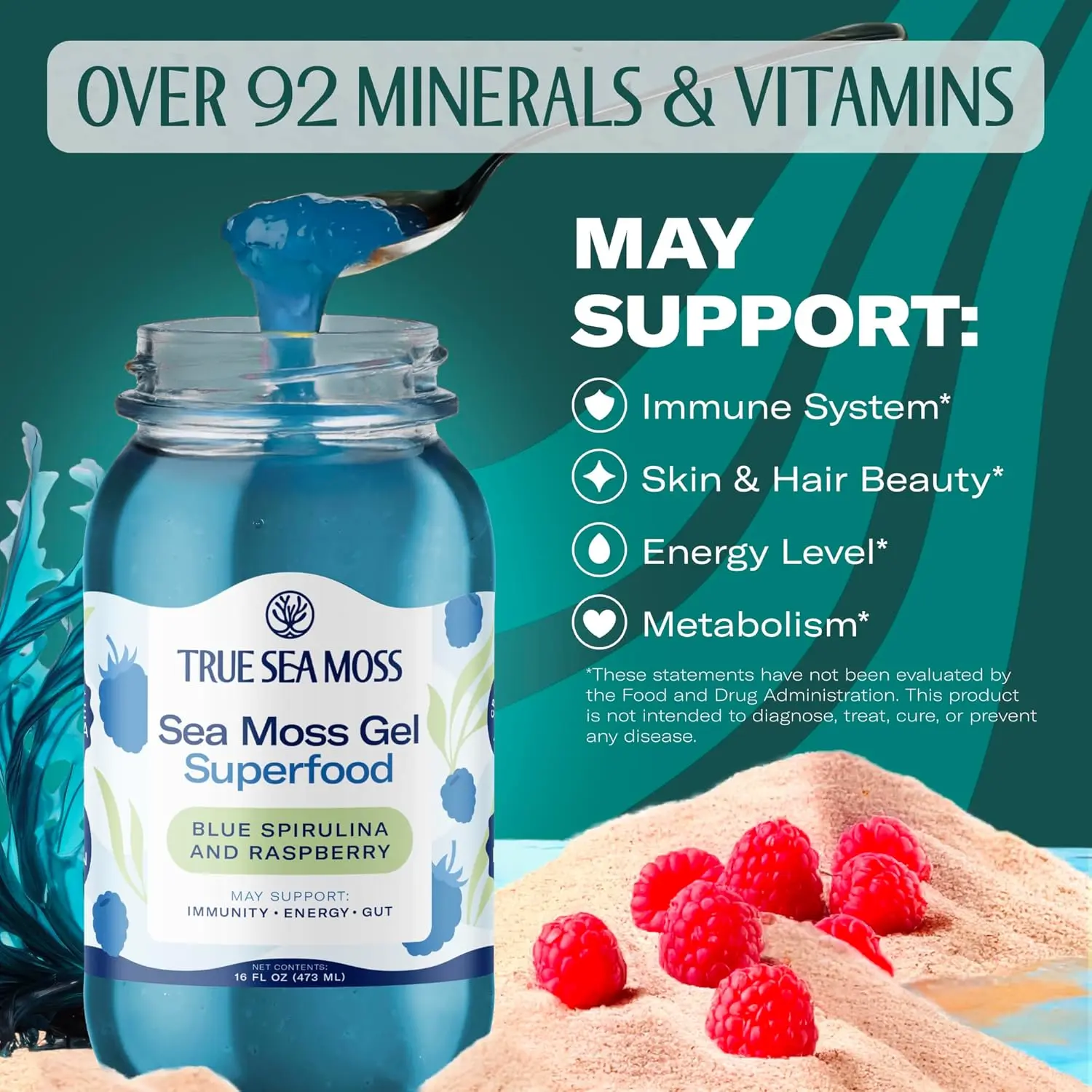BLUE SPIRULINA & RASPBERRY SEA MOSS GEL - Image 2