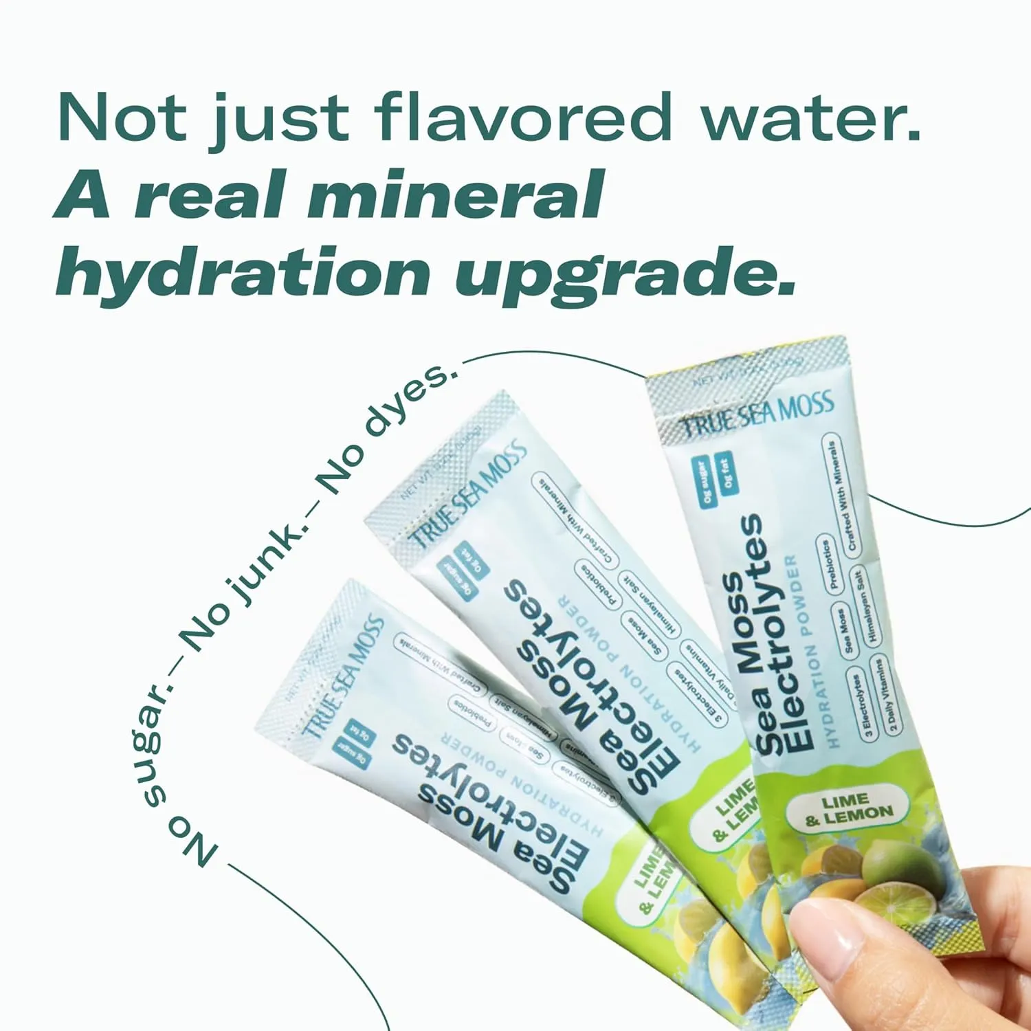 TrueSeaMoss Electrolytes Powder Packets – Made in USA – 15 Stickpacks – Hydration Powder with Sea Moss with Potassium – No Sugar Drinks – Lime & Lemon - Image 4