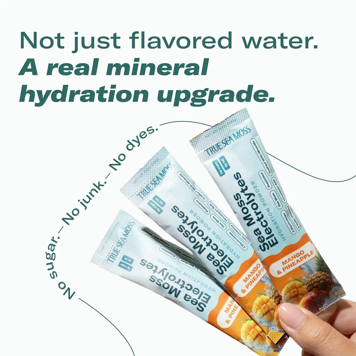 TrueSeaMoss Electrolytes Powder Packets – Made in USA – 15 Stickpacks – Hydration Powder with Sea Moss with Potassium – No Sugar Drinks – Mango & Pineapple - Image 4