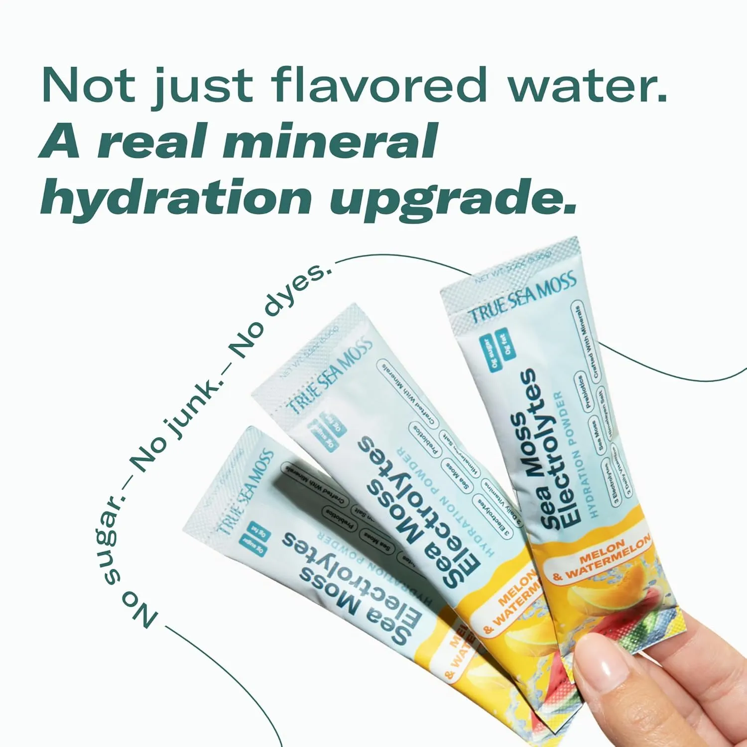 TrueSeaMoss Electrolytes Powder Packets – Made in USA – 15 Stickpacks – Hydration Powder with Sea Moss with Potassium – No Sugar Drinks – Melon & Watermelon - Image 4