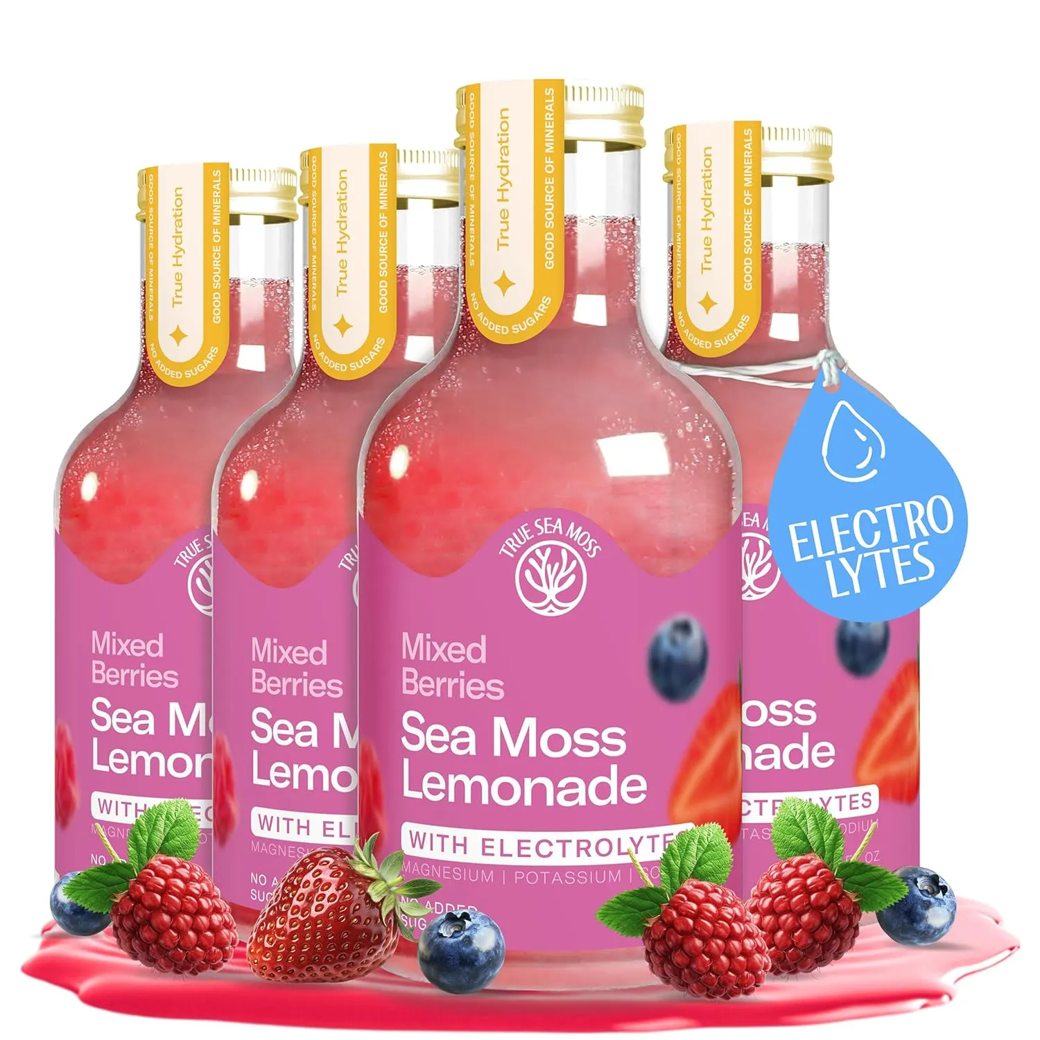 Lemonade - Berry Mix + Electrolytes - - Hydration Drink – 4 × 12 fl oz Bottles – Made in USA