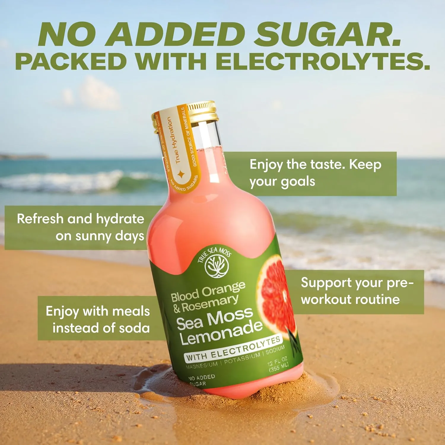 Lemonade - Blood Orange + Rosemary -  Hydration Drink – 4 × 12 fl oz Bottles – Made in USA - Image 5