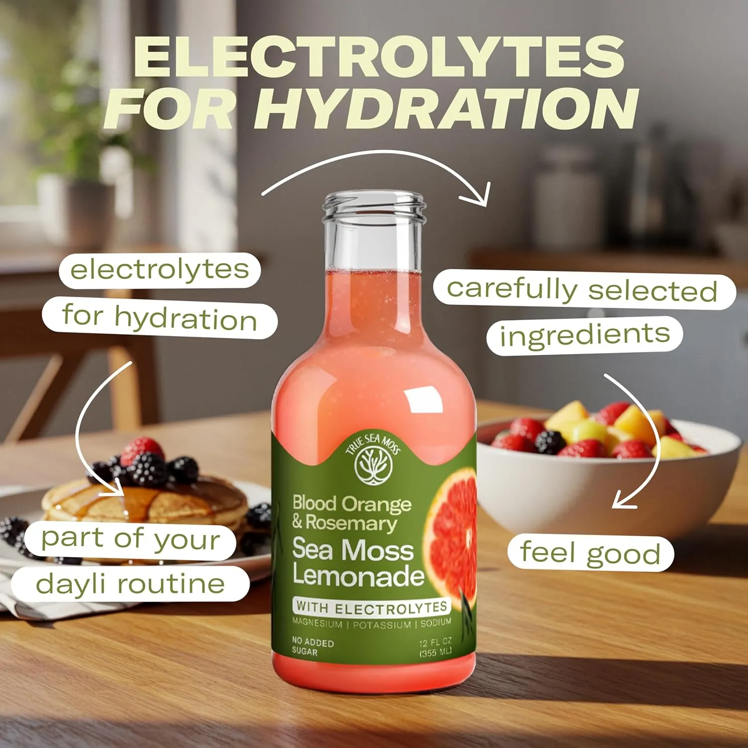 Lemonade - Blood Orange + Rosemary -  Hydration Drink – 4 × 12 fl oz Bottles – Made in USA - Image 6