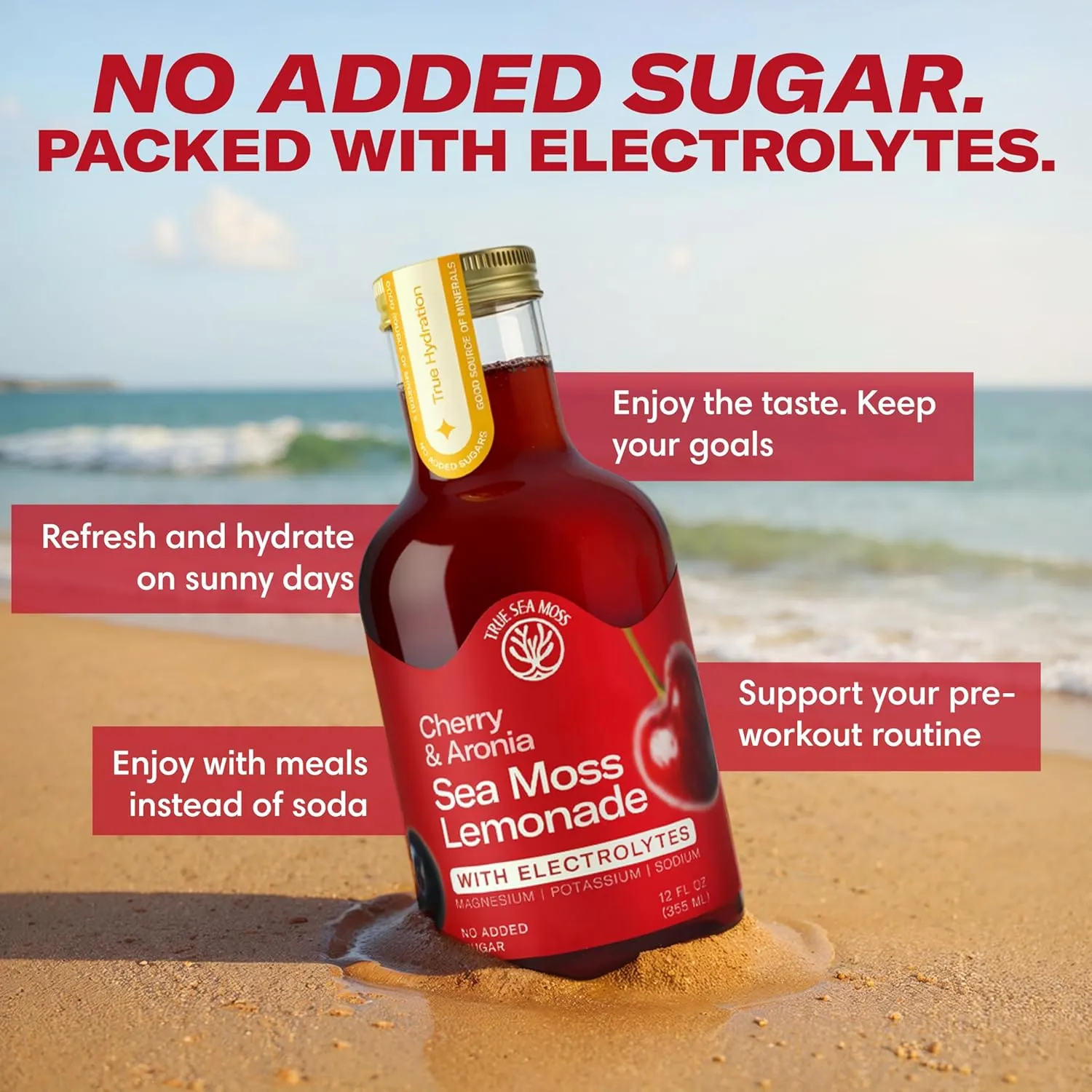 Lemonade - Cherry Aronia - Hydration Drink – 4 × 12 fl oz Bottles – Made in USA - Image 4