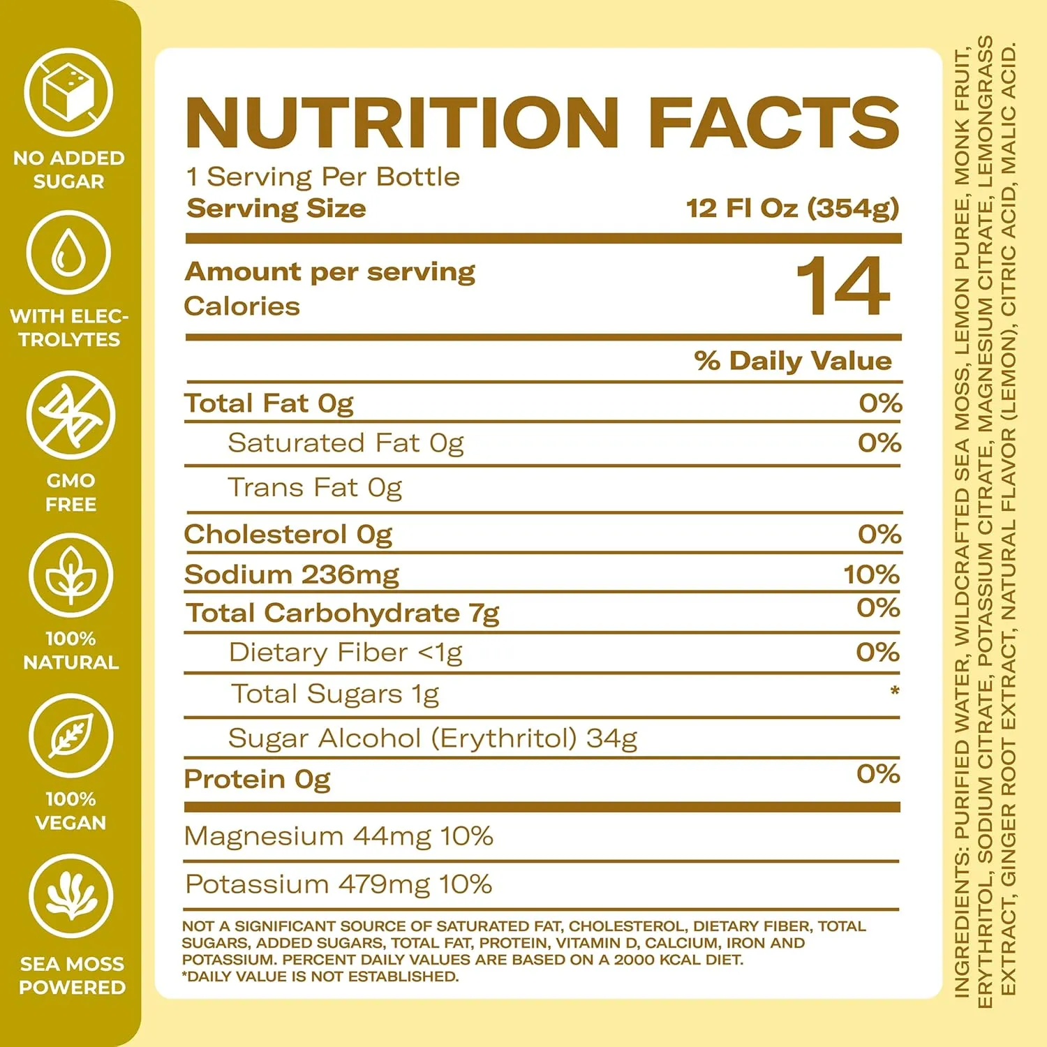 Lemonade - Lemon Ginger Lemongrass -Hydration Drink – 4 × 12 fl oz Bottles – Made in USA - Image 2