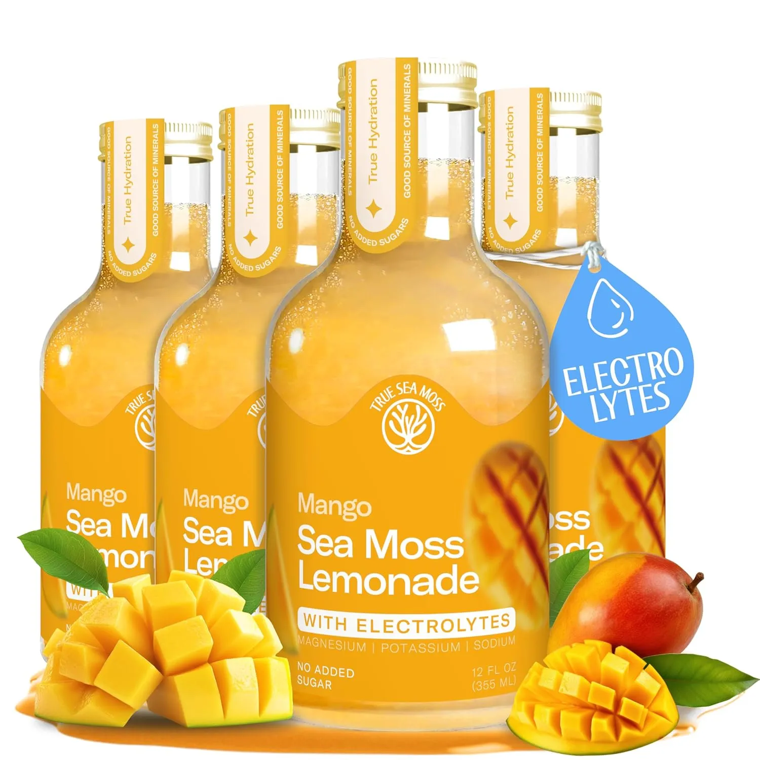 Lemonade - Mango + Electrolytes -Hydration Drink – 4 × 12 fl oz Bottles – Made in USA