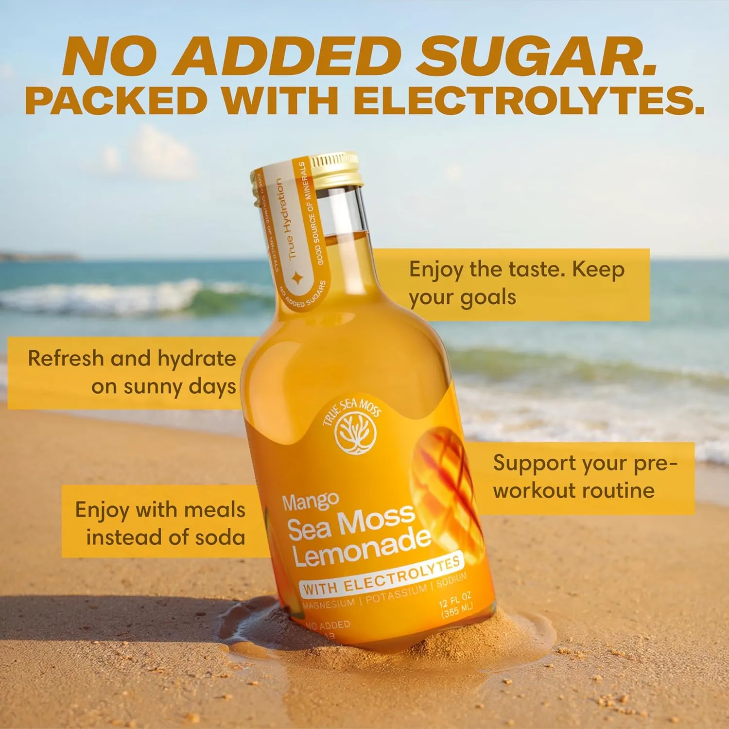 Lemonade - Mango + Electrolytes -Hydration Drink – 4 × 12 fl oz Bottles – Made in USA - Image 4