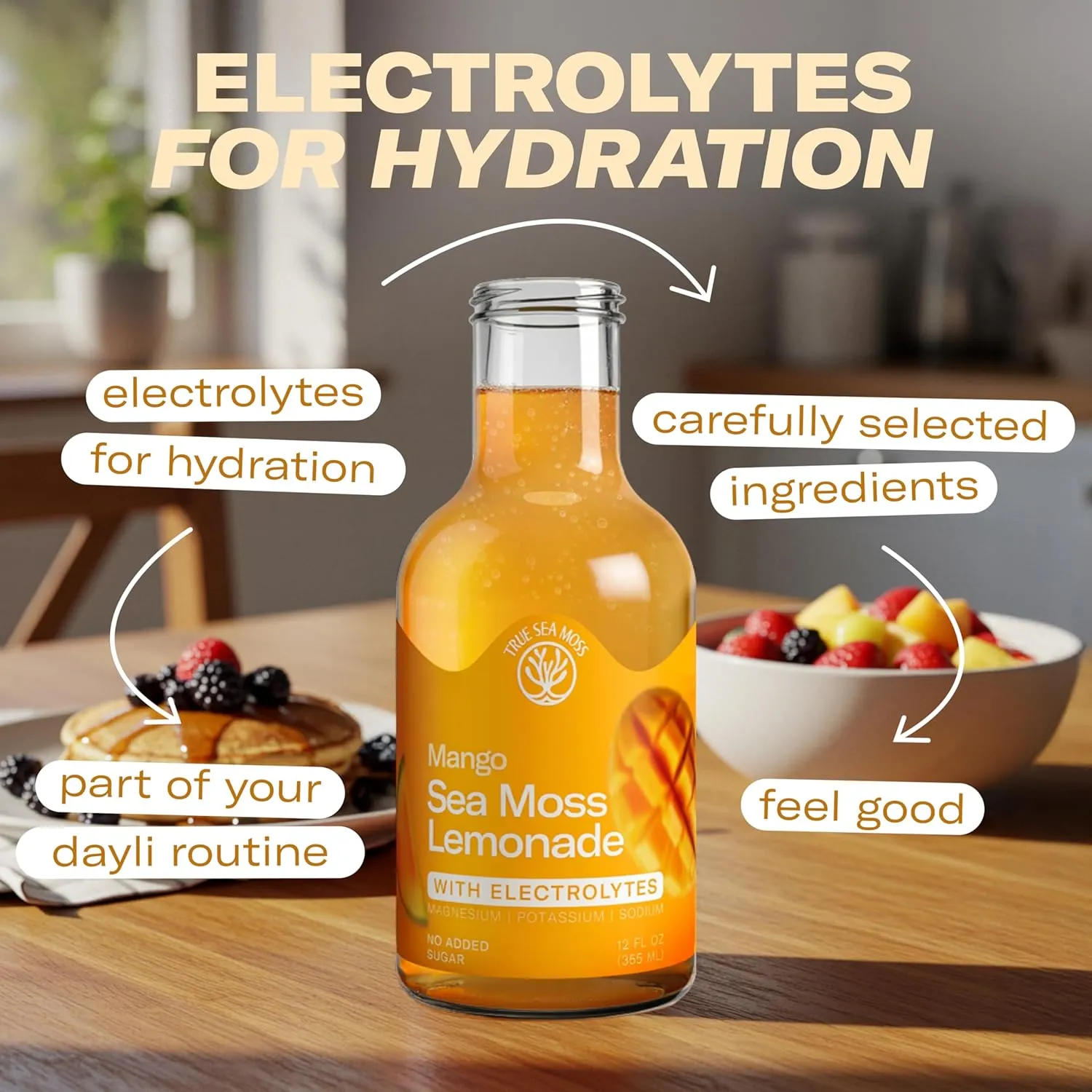 Lemonade - Mango + Electrolytes -Hydration Drink – 4 × 12 fl oz Bottles – Made in USA - Image 5
