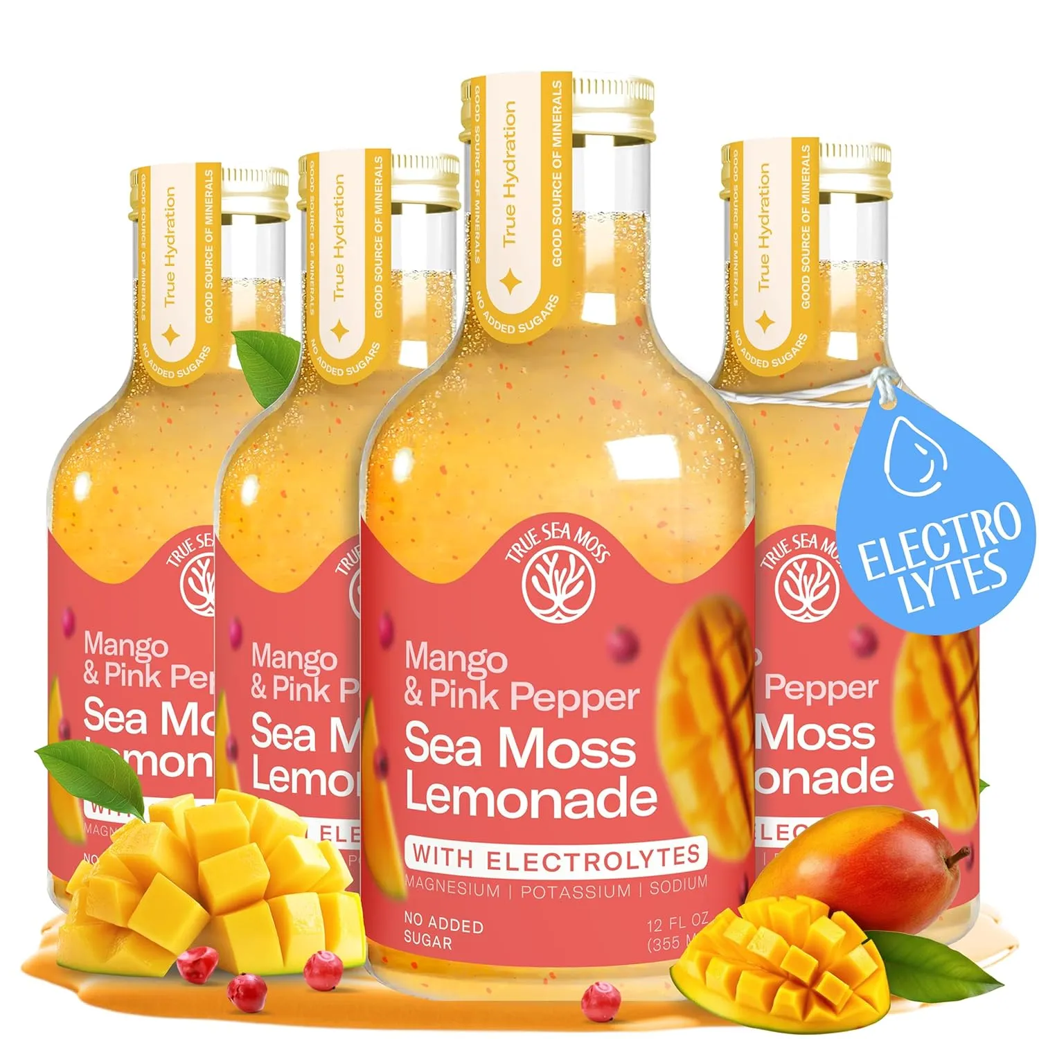Lemonade - Mango Pink Pepper - Hydration Drink – 4 × 12 fl oz Bottles – Made in USA