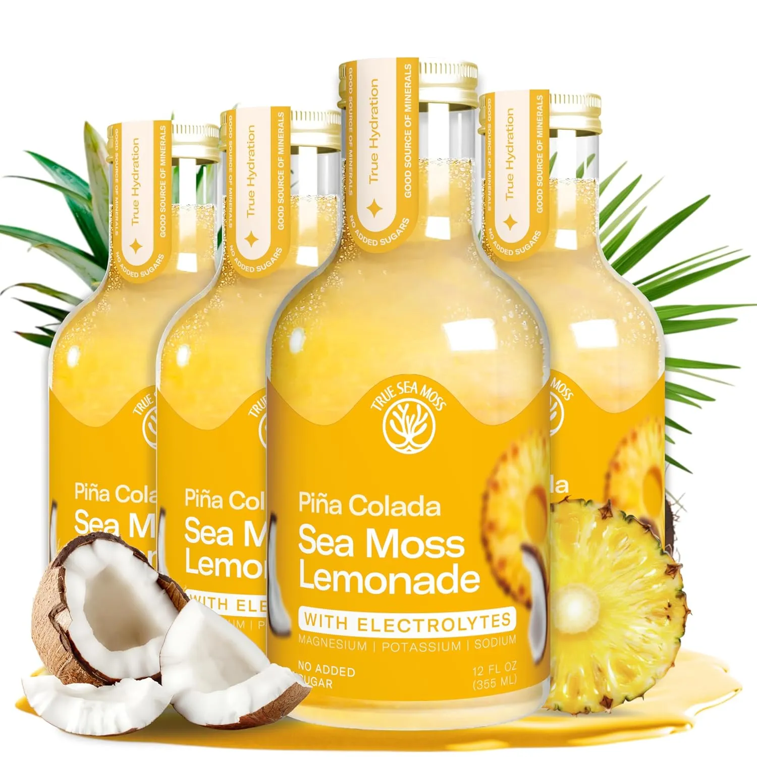 Lemonade - Pina Colada + Electrolytes - Hydration Drink – 4 × 12 fl oz Bottles – Made in USA