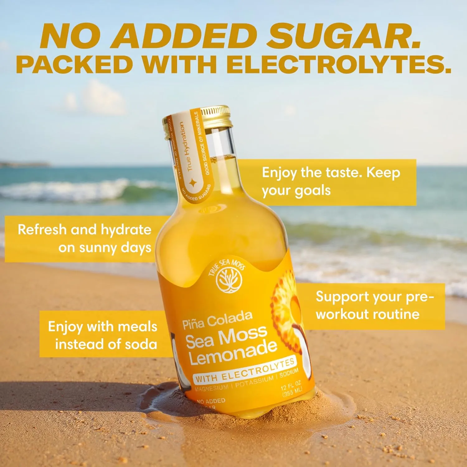 Lemonade - Pina Colada + Electrolytes - Hydration Drink – 4 × 12 fl oz Bottles – Made in USA - Image 5