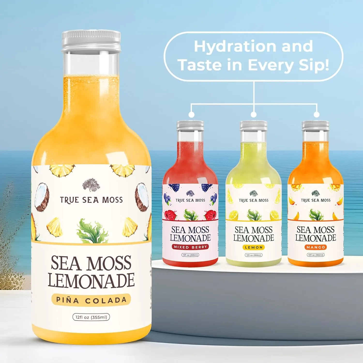Lemonade - Pina Colada - Hydration Drink – 4 × 12 fl oz Bottles – Made in USA - Image 3