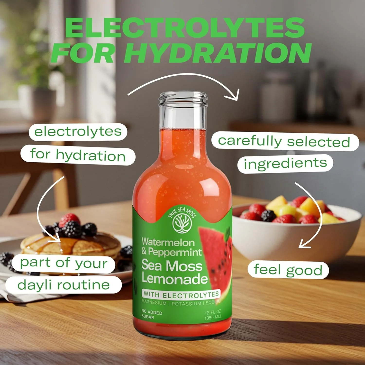 Lemonade - Watermelon + Mint - Hydration Drink – 4 × 12 fl oz Bottles – Made in USA - Image 6