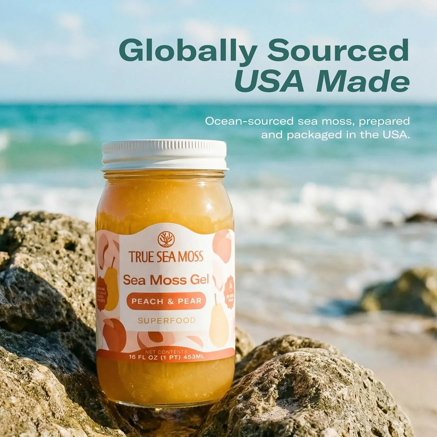 TrueSeaMoss Sea Moss Gel – Made in USA – Wildcrafted Seamoss, Fruits & Jarred Vegetables – Peach/Pear - Image 5